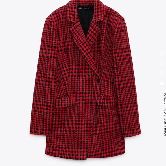 Zara red houndstooth blazer romper XS - Picture 1 of 14